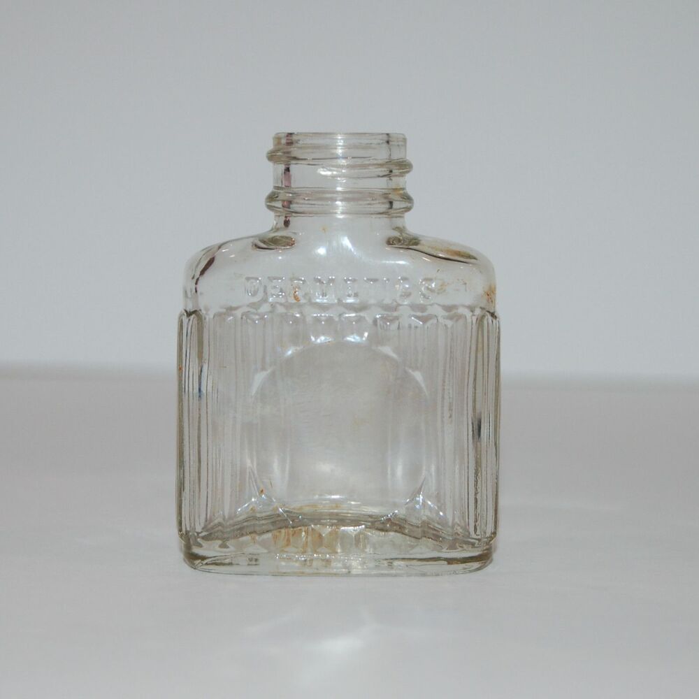 Vintage Art Deco Style Cosmetics Type Bottle Dermetics Embossed 1 Fl Oz 1926
